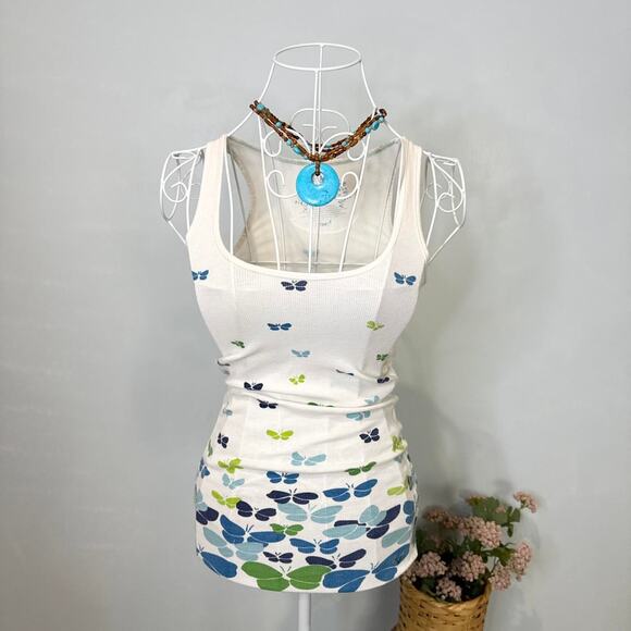 American Eagle Tops - Cute Y2K vintage American Eagle white butterfly tank top